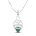 thumbnail image 1 of Collier Traditionnel pour Femmes en Forme de Cœur Émeraude Claddagh 0.5 Cts Argent Sterling 925, 1 of 3