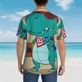 thumbnail image 4 of Honeii Cool Dino Playing Skateboard Print Men’s Hawaiian Shirt,Classic Button-Down Short Sleeve Shirt, for Beach, Vacation, and Outdoor Activities,Large, 4 of 7