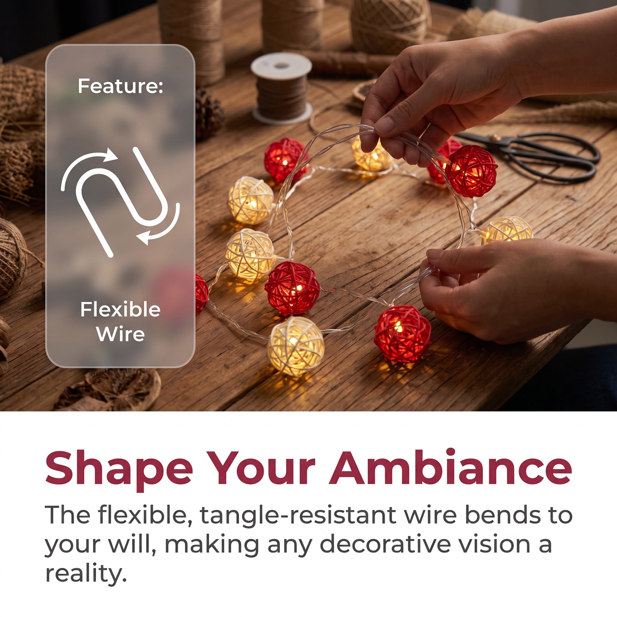Unique Bargains Lights for Home Use with Flexible Design 6.6 ft Red Light Battery Operated