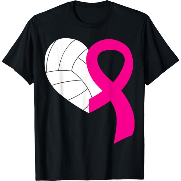 Volleyball Pink Ribbon Cool Breast Cancer Awareness Gifts T-Shirt