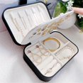 thumbnail image 3 of Travel Jewelry Case PU Leather Jewelry Boxes Bridesmaid Gift Box Double Layer Jewelry Organizer Display Holder C, 3 of 5