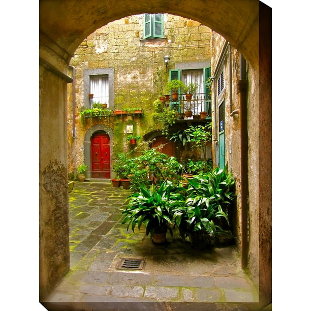 Outdoor Waterproof and Weatherproof Wall Canvas Art, ITALIAN COURTYARD