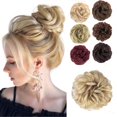 thumbnail image 1 of Chignon Désordonné Pièce de Cheveux Extensions de Cheveux Élastiques Queue de Cheval avec Cheveux Synthétiques Bande Élastique Accessoires Blond Naturel, 1 of 7