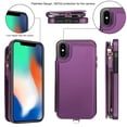 thumbnail image 4 of Wallet Case for Apple iPhone XS/ iPhone X, with Crossbody Shoulder Strap & Hand Wrist Cards Holder Zipper Pocket Stand Feature Full Protective Shockpoof Phone Case for iPhone XS/X, Darkpurple, 4 of 7