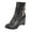 Black, variant on Booties for Women Leather Rhinestone Decorative Belt Buckle Wedge Heel Side Zipper Boots (White, 8)