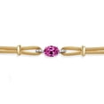 thumbnail image 2 of 925 Two Tone Sterling Silver Pink Created Sapphire and White Lab Grown Diamond Bracelet for Women (1.69 Cttw, Gemstone September Birthstone, Oval 8X6MM, 6.5/7/7.5 inches, Made in Italy), 2 of 3