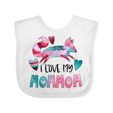 

Inktastic I Love My MomMom Pink and Blue Fox with Hearts Gift Baby Boy or Baby Girl Bib