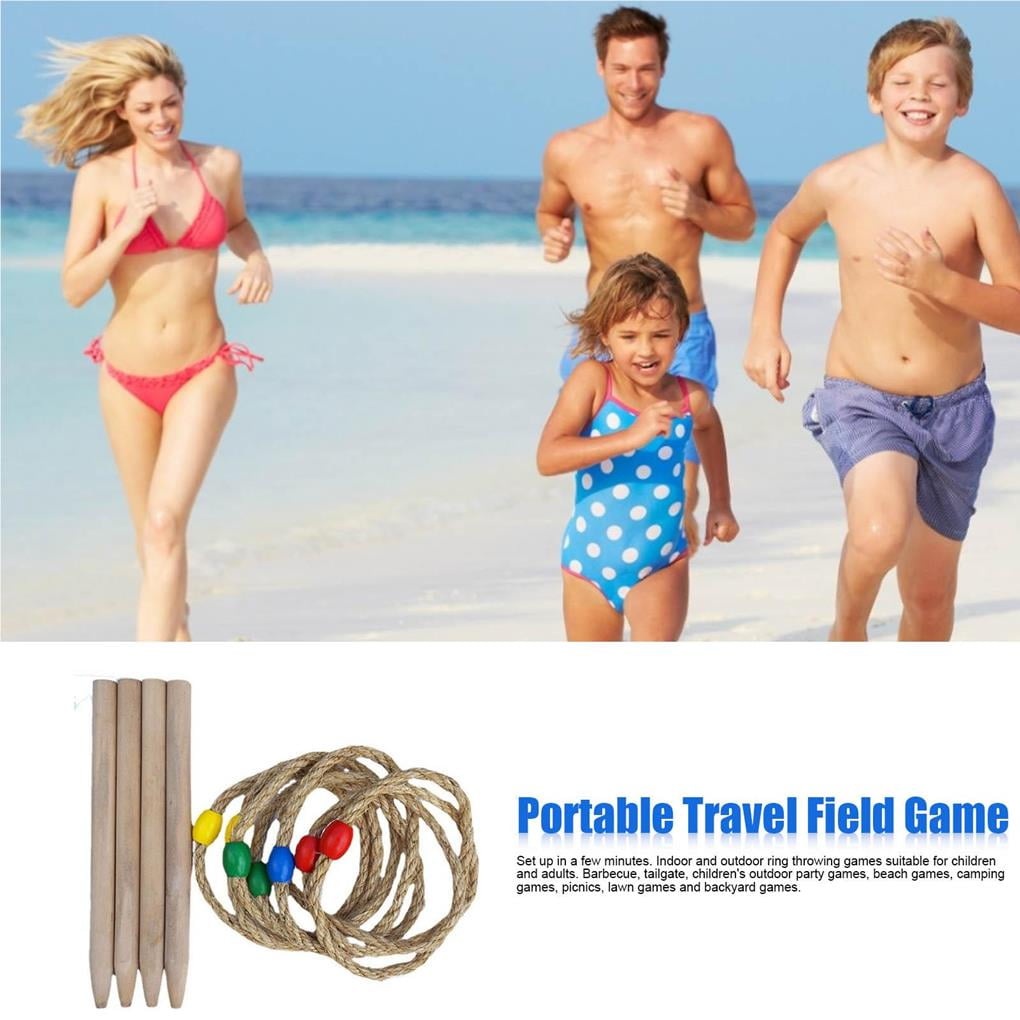 Boule De Petanque Jeu De Lancer D'Anneaux - En Bois - Enfants & Adultes - Intérieur/Extérieur - Sac De Transport Inclus Giochi Spiaggia