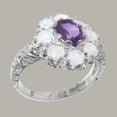 thumbnail image 2 of LBG British Made 925 Sterling Silver Natural Amethyst & Opal Womens Statement Ring - 33 size options - Size 11.5, 2 of 8