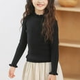 thumbnail image 2 of cfhntfmh Childrens Girls Casual Shirts Fashion Striped Mock Neck Slim Blouses Soft Ruffle Long Sleeve T-Shirts for 3-14 Years, 2 of 3