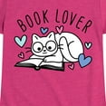 thumbnail image 3 of Instant Message - Book Lover Cat - Toddler And Youth Girls Short Sleeve Graphic T-Shirt, 3 of 6