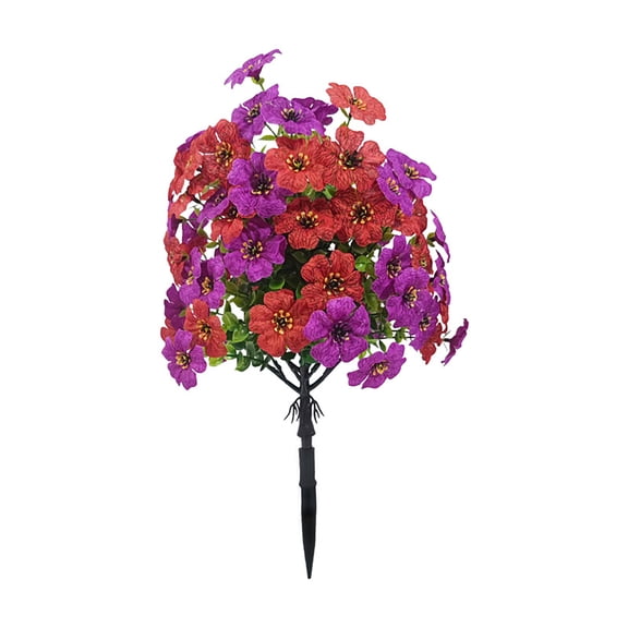 Ruanlalo Artificial Flower Stake for Outdoor UV Resistant Fake Floral Shrubs with Ground Spike Realistic Faux Bushes Plant for Garden Yard Porch Patio Decor