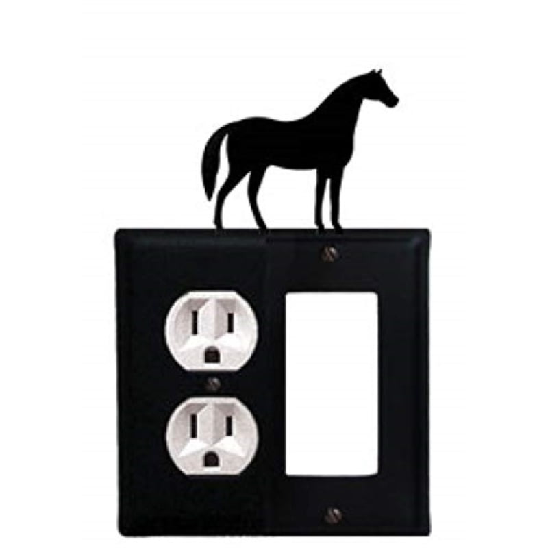 Village Wrought Iron EOG-68 8 Inch Horse - Single Outlet and GFI Cover Black