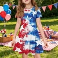 thumbnail image 2 of Grblisyd 4th of July Dresses for Girls USA Patriotic Short Sleeve Dress American Flag Crew Neck A Line Dress Independence Day Outfit with Pockets 7-8y, 2 of 6