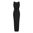 thumbnail image 6 of Summer Saving Wycnly Summer Dresses for Women 2 Pieces Sexy Bodycon Slit Skirts Sets Drawstring Dresses 2024 Sleeveless Round Neck Solid Long Formal Dress Black XXL, 6 of 6
