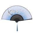 thumbnail image 1 of Folding Hand Fan Wedding Party Gift Dance Props Home Office Decoration (Blue), 1 of 9