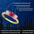 thumbnail image 2 of Gem Stone King 10K Yellow Gold Red Ruby and Pink Lab Grown Diamond Engagement Ring for Women | 1.55 Cttw | Round 5MM | Gemstone July Birthstone | Size 5, 2 of 6