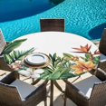 thumbnail image 5 of Green Tropical Leaves Round Tablecloth 36-44 Inch Round Fitted Table Cloth with Elastic Edge, Vintage Floral Summer Waterproof Table Cover Protector for Outdoor Picnic Party Dining, 5 of 6