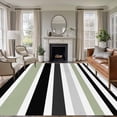 thumbnail image 2 of Sage Green Black Stripe Large Area Rugs for Bedroom Living Room, Soft Non Slip Carpet Bedside Rug, Modern Abstract Coarse Striped Rectangle Floor Cover Kitchen Accent Rug 8'x10' for Office, 2 of 9