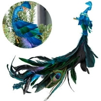 19" Glitter Peacock Christmas Ornament, Xmas Tree Decoration Ornament with Clip