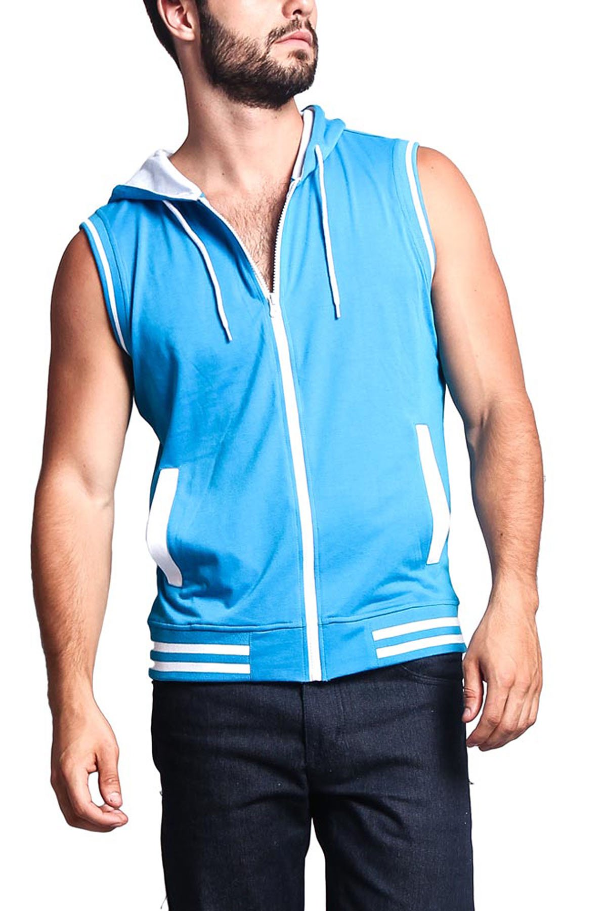royal blue sleeveless hoodie