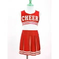 thumbnail image 3 of iiniim Kids Girls Color Block Cheeroutfits Cheer Pattern Crop Vest with Pleated Skirt Size 4-16 Red 16, 3 of 7