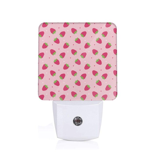 Fotbe Strawberries Luz Nocturna LED, Luz de Noche con Sensor de Luz Natural de Anochecer a Amanecer, Se Enchufa a la Pared, Blanco Cálido 0.5W-UK