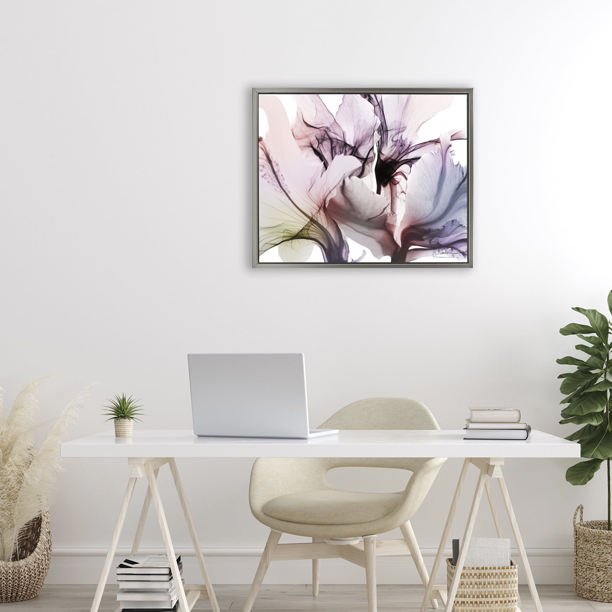 Stupell Industries Brilliant Song Flower Petals Gray Framed Floater Canvas Wall Art, design by Albert Koetsier
