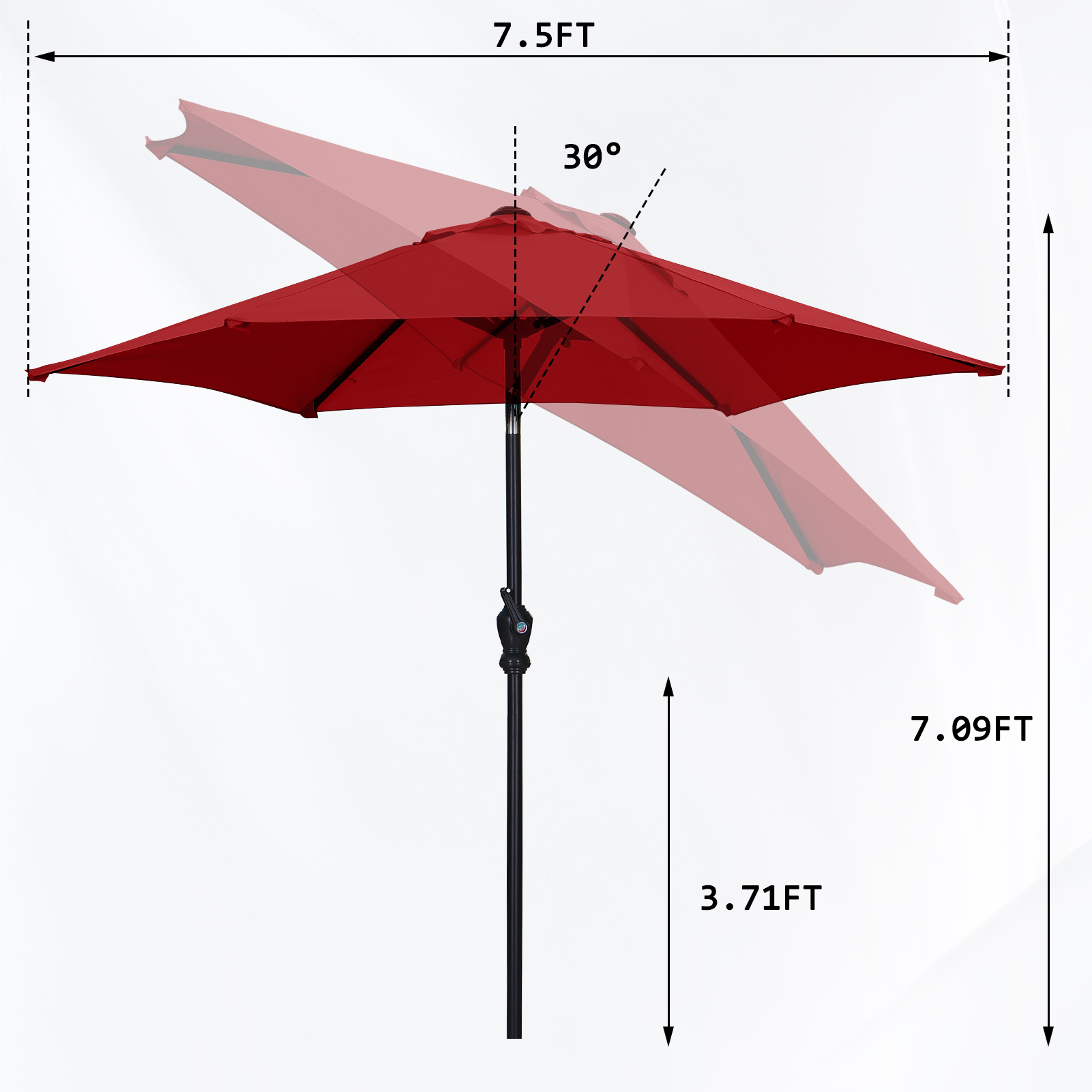 Autlaycil 7.5 Ft Market Patio Umbrella, Red photo 3