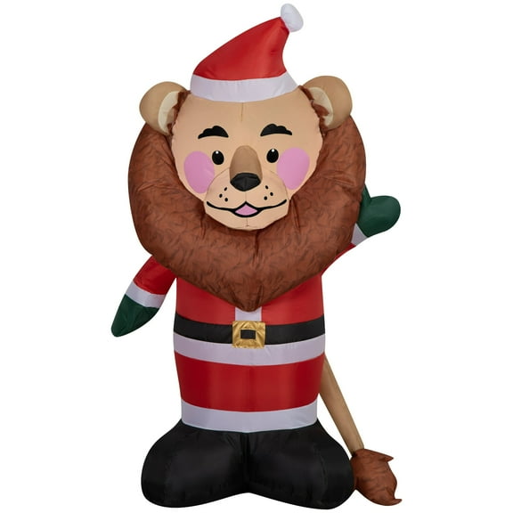 Multicolor Airblown Lion in Santa Suit Christmas Yard Inflatable, 48 inch
