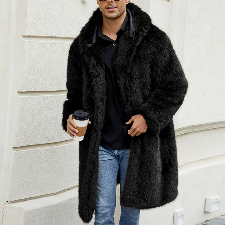 Black faux fur coat sale clearance hotsell