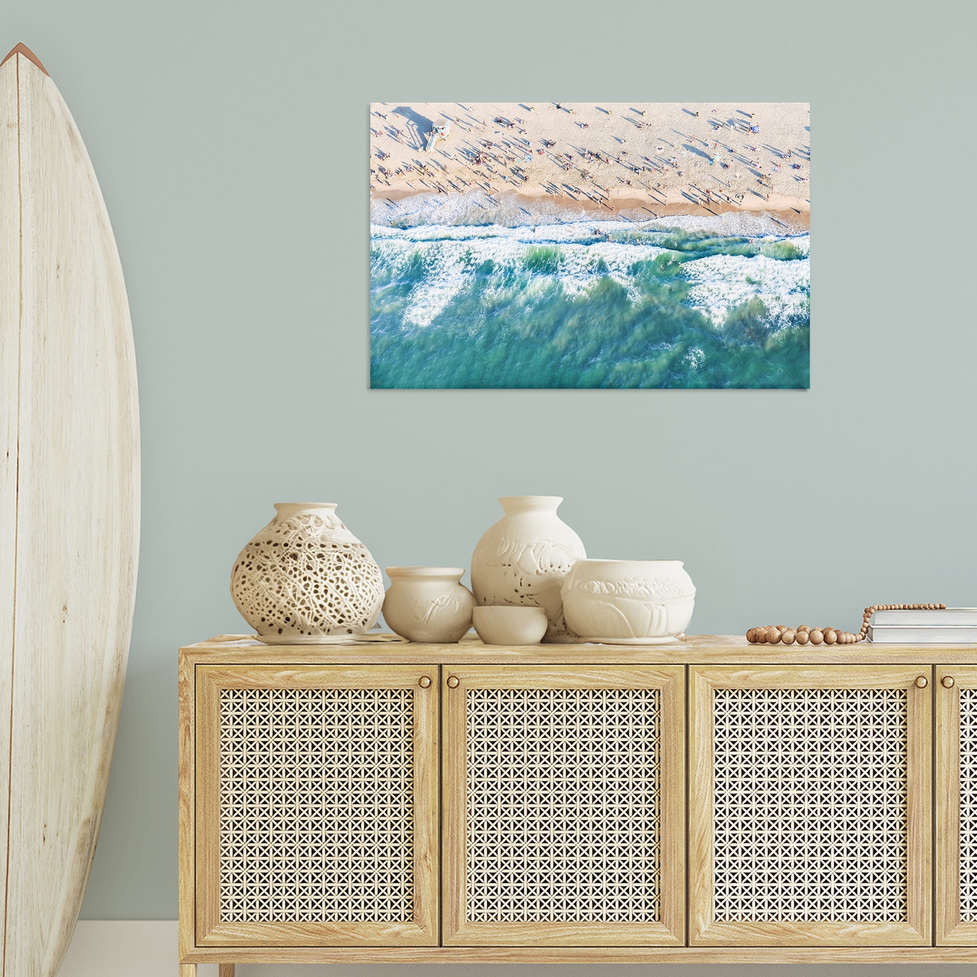 Stupell Industries Aerial Tide Beach Foam Nautical & Beach Photography Wrapped Canvas Art Print Wall Art, 36 x 24