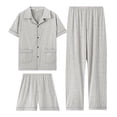 thumbnail image 4 of Blekii Men's 3 Piece Pajama Set, Short Sleeve Top & Shorts Sleepwear, Matching Lightweight Loungewear, Summer Breathable Sleep Outfit, Complete Sleep Set for Hot Weather,, 4 of 7