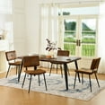 thumbnail image 3 of Homy Casas 5 Pieces Faux Suede Chair Dining Set - Faux Walnut, 3 of 11