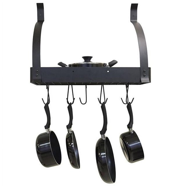 J Miles UH-PR241 Wall Mounted Pot Rack with Hooks for Pots, Pans, & Cooking Accessories