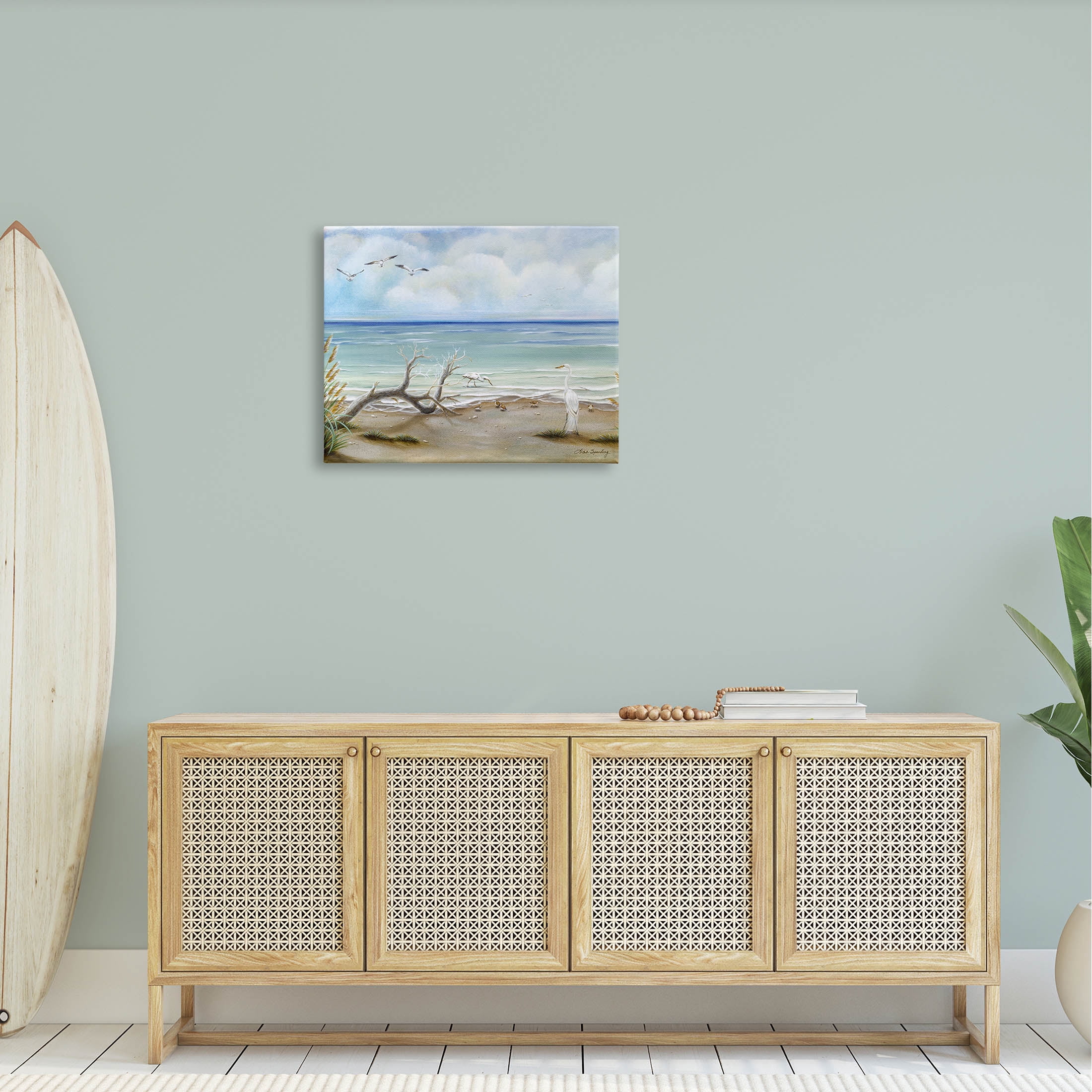 Beach Nature Nautical Landscape Coastal Painting Gallery Wrapped Canvas Print Wall Art