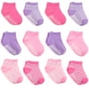 Toddler Non-Slip Socks With Grips for Baby Boys and Girls - 12 Pack of Anti-Slip Crew Socks for Infant's and Kids