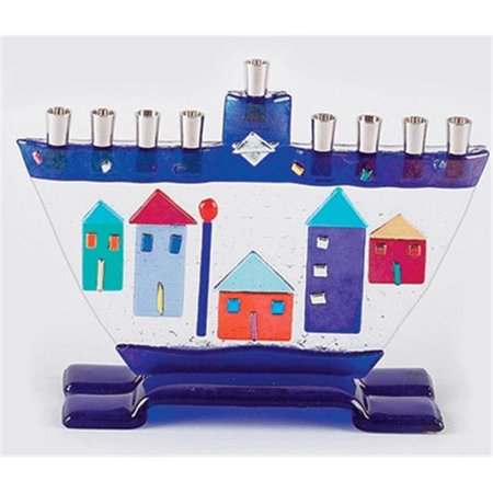 Judaica Kingdom TB-GM-300H 300 Houses Glass Menorah