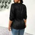 thumbnail image 5 of JGGSPWM Women's Solid Color 3/4 Sleeve Blazers, Stylish Notched Lapel Collar Open Front Elegant Party Jackets Black S, 5 of 9