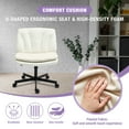 thumbnail image 5 of Criss Cross Legged Chair Ergonomic Home Office Desk Chair with Casters, Armless Wide Comfy Computer Task Seat Swivel Rolling Vanity Chair with Height Adjustable and Rocking Function, Beige, 5 of 9