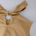 thumbnail image 5 of ClodeEU Women's Pleated Mandarin Collar Sleeveless Button Top ,Solid Color Casual Blouse Khaki,Womens Plus M, 5 of 8