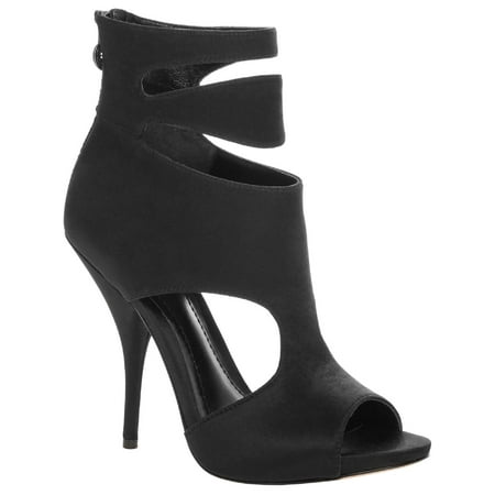 

Leon Max Euclid 2 women s Leather Cut Out Peep Toe Ankle Wrap Pumps