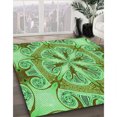 thumbnail image 2 of Ahgly Company Indoor Round Patterned Dark Lime Green Area Rugs, 3' Round, 2 of 6