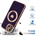 thumbnail image 7 of Magnetic case for iPhone 14 Case for Women, Cute Gold Love Heart Soft MagSafe Case, Raised Full Camera Lens Protection Phone Case for iPhone 14 MagSafe Case 6.1"- Purple, 7 of 7