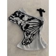 thumbnail image 2 of Sexy Off shoulder Summer T shirt Women Korean Harajuku Aesthetic Print Short sleeve Body Tops Female Tees Cotton Front Bow Tied, 2 of 7