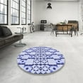 thumbnail image 4 of Ahgly Company Machine Washable Indoor Round Transitional Heavenly Blue Area Rugs, 7' Round, 4 of 7
