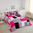 thumbnail image 3 of Erosebridal Geometric Stripe Comforter Sets Queen Size,Rectangle Lines Bedding Queen Comforter Set,Patchwork Decor,Reversible,Ultra Soft,3 Pieces, 3 of 7
