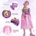 thumbnail image 4 of Jurebecia Girls Princess Costume, Floral Puffy Dress for Halloween Cosplay, Kids Birthday Party Dress with Accessories 6(4-5Years), 4 of 18