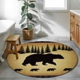 thumbnail image 4 of 3ft Round Rug, Black Bear Non-Skid Rubber Backing Large Area Rugs - Living Room Bedroom Home Office, Vintage Animals Farmhouse Pine Brown Forest Indoor Floor Mat Carpets Washable Rug, 4 of 9
