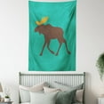 thumbnail image 3 of Moose Decor Tapestry, Moose with Antlers Illustration Deer Family Cute Creature Artisan Design, Wall Hanging for Bedroom Living Room Dorm Decor, 60W X 80L Inches, Turuquoise Brown, by Ambesonne, 3 of 5